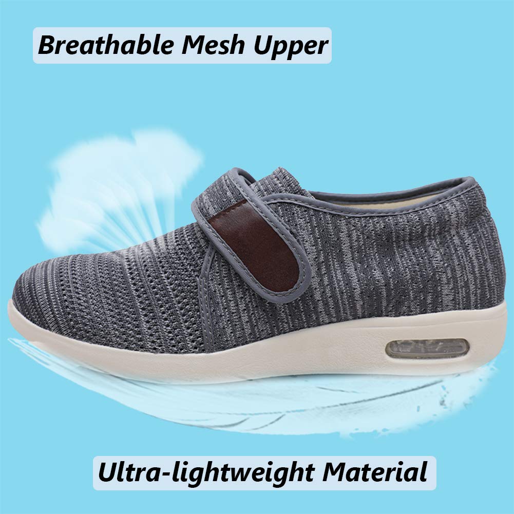 W&LESVAGO Men's Diabetic Shoes with Adjustable Closures - Lightweight Non-Slip Wide Width Walking Shoes for Elderly, Edema, Plantar Fasciitis & Arthritis - Comfortable Footwear for Swollen Feet - Ideal for Daily Walking, Nursing & Medical Use