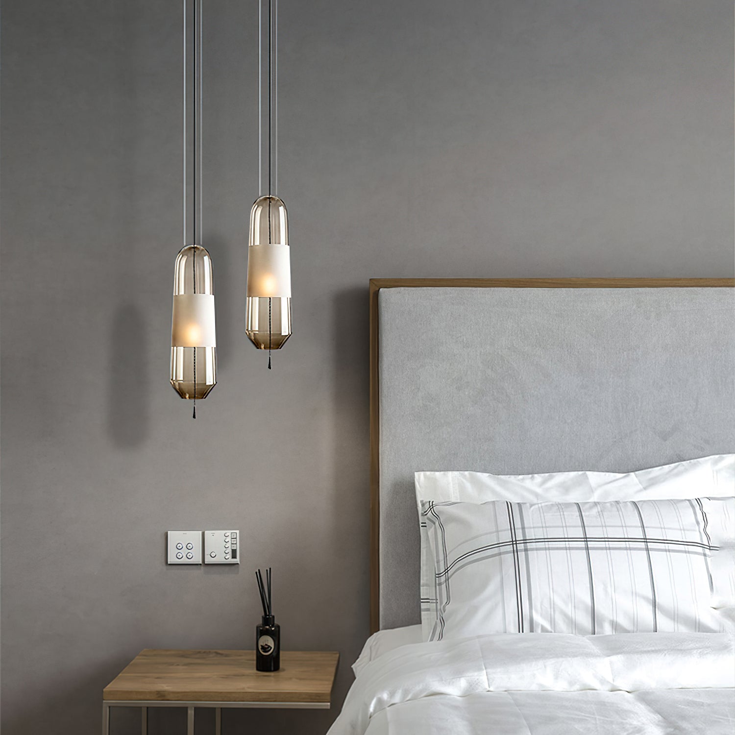 Modern Glass Pendant Light with Capsule Design - Elegant Hanging Fixture for Kitchen Island, Dining Room, or Bedroom Lighting