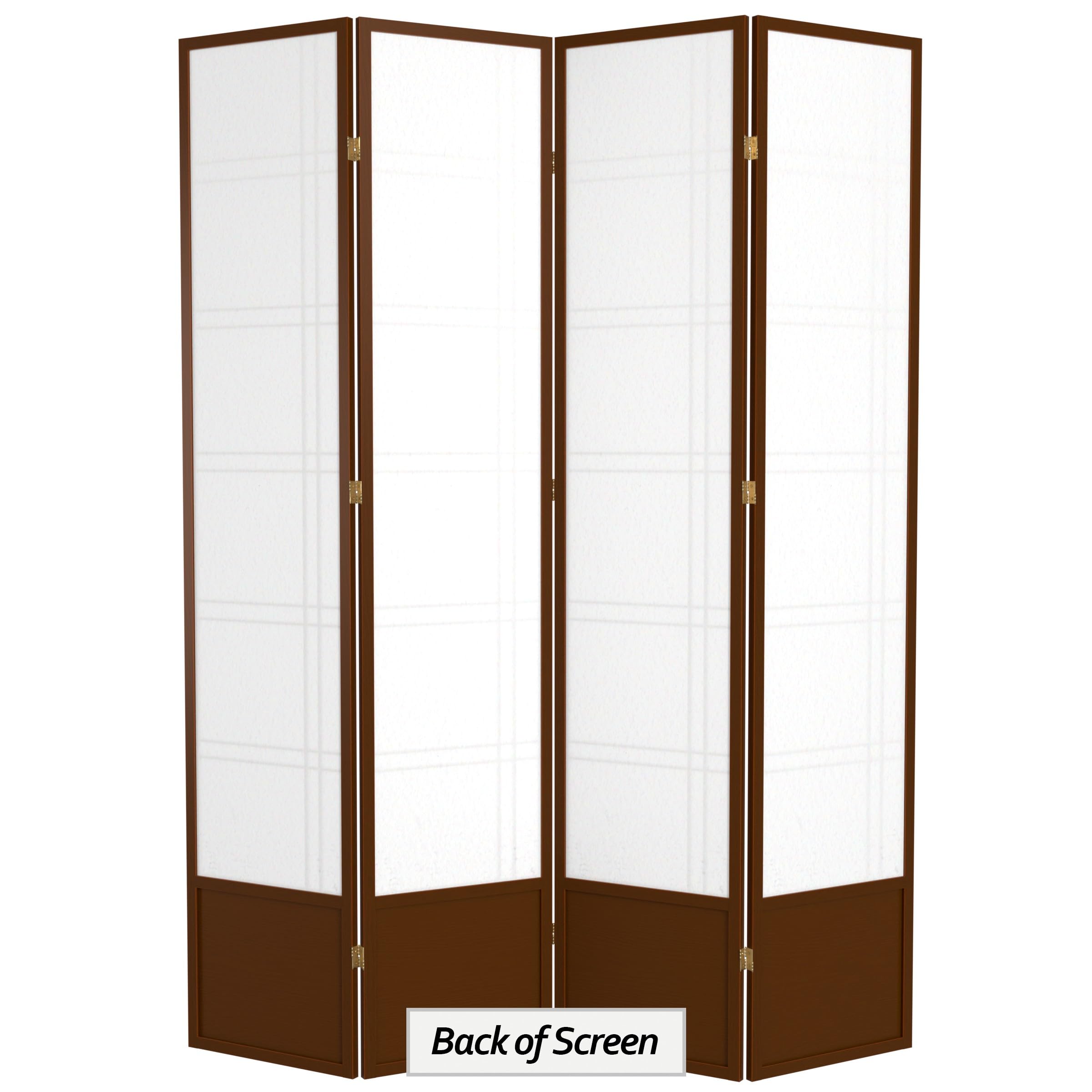 Red Lantern SS-84-DC-Walnut 4-Panel Wooden Room Divider Screen - Handcrafted Walnut Folding Partition for Home, Office & Event Decor | Space Separator for Living Rooms, Bedrooms & Wedding Venues