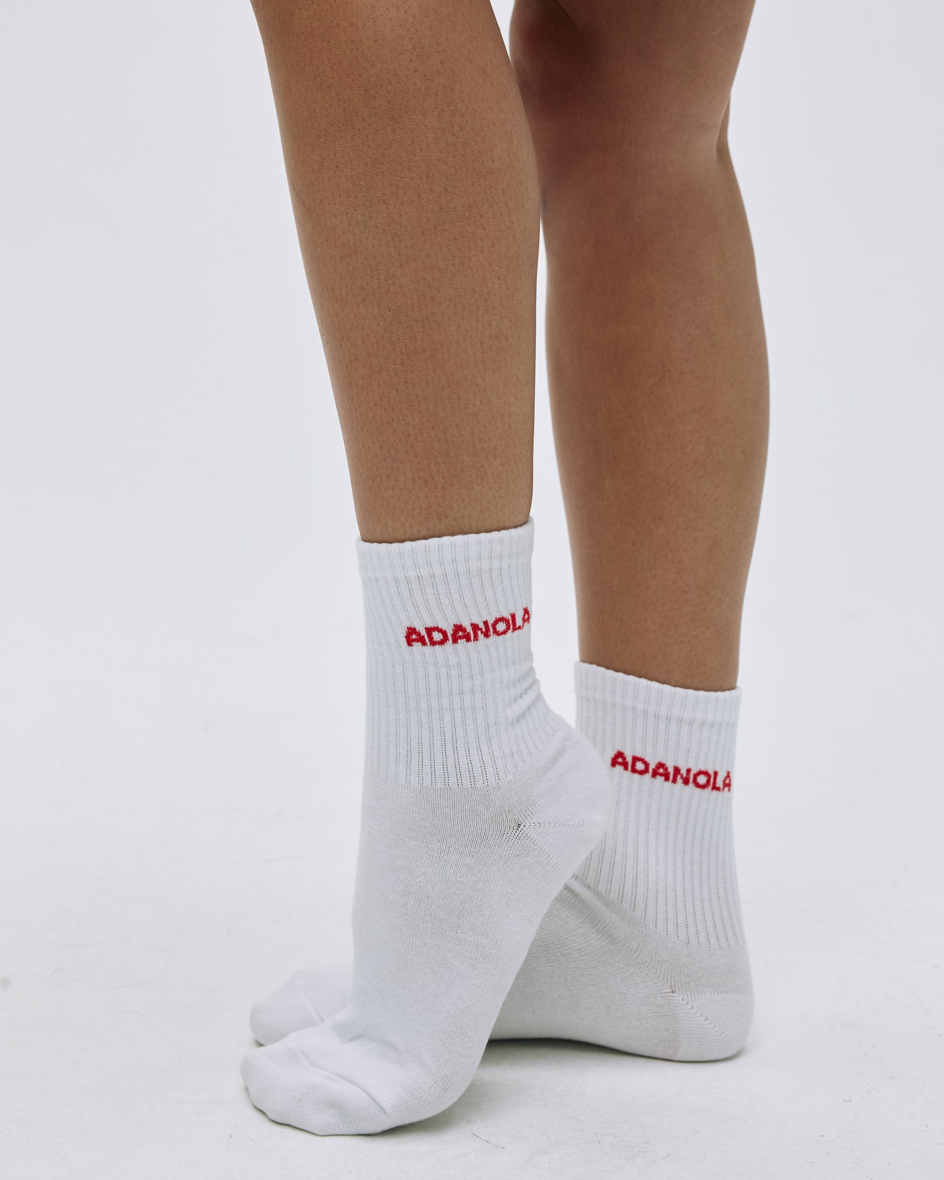 Premium Cotton Crew Socks - White & Apple Red - Comfortable Everyday Wear for Men & Women - Perfect for Workouts, Running, and Casual Outfits
