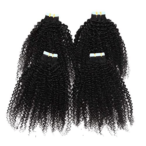 40pcs 100g Tape in Hair Extensions Human Hair Afro Kinky Curly 4B 4C Natural Color Skin Weft 24 Inch - Perfect for Protective Styling, Weddings & Everyday Glam