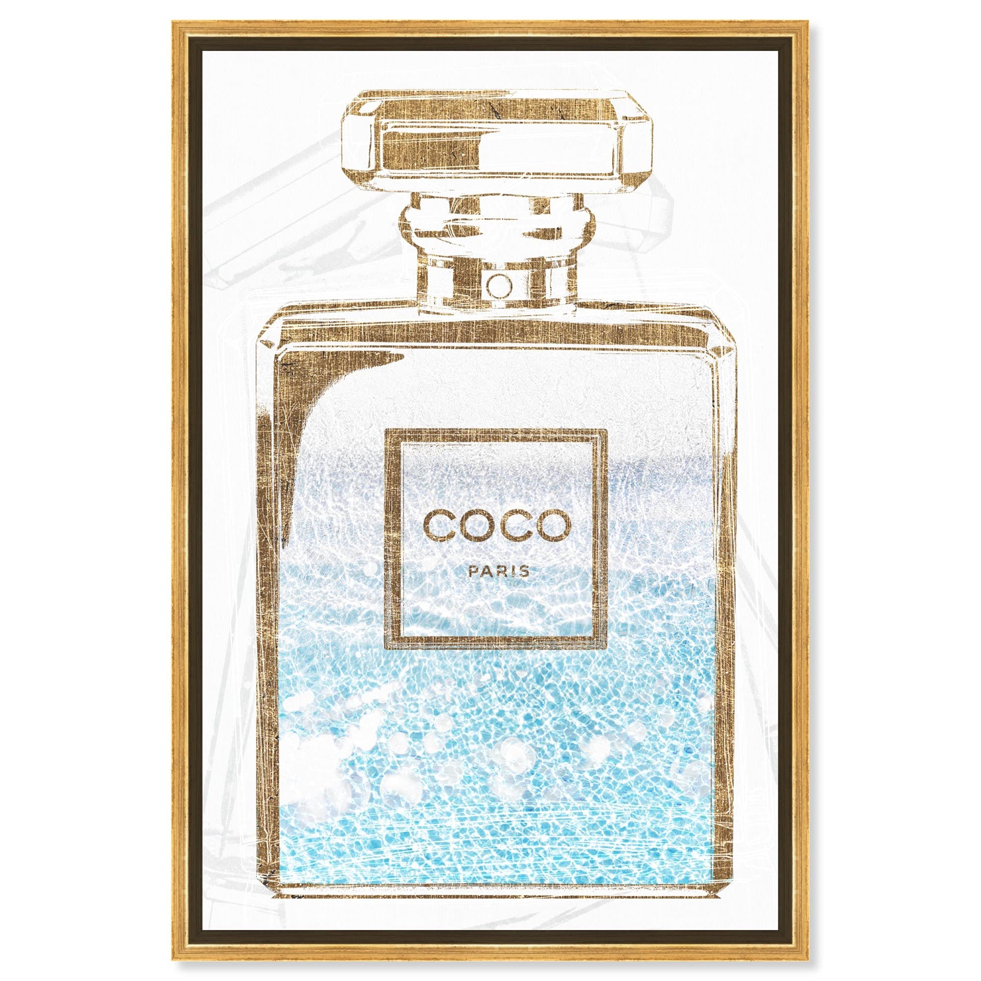 Oliver Gal Artist Co. Fashion & Glam Wall Art Canvas Print - Perfume Water Love Light Home Decor (20x30 Inches, Gold Frame) - Perfect for Living Room, Bedroom & Office Decor