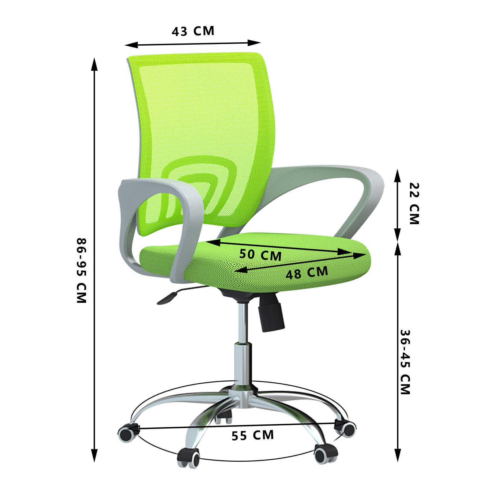 Ergonomic Office Chair with Adjustable Height & Swivel Wheels - Breathable Mesh Back Support for Home & Office Workspaces - Perfect for Long Hours of Sitting, Gaming & Remote Work