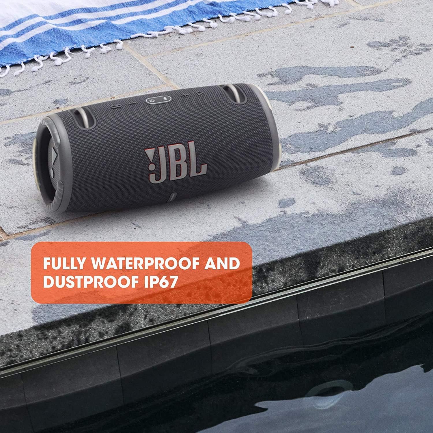 JBL Xtreme 3 Wireless Bluetooth Speaker - Portable, Waterproof, with Charging Cable - Perfect for Outdoor Adventures, Beach Parties & Poolside Fun (Black)