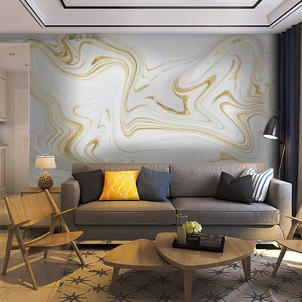 White and Gold Marble Peel & Stick Wallpaper - Self-Adhesive Removable Wall Mural with Abstract Marbling Texture for Living Room, Bedroom, Office Decor | Easy DIY Home Craft Decal