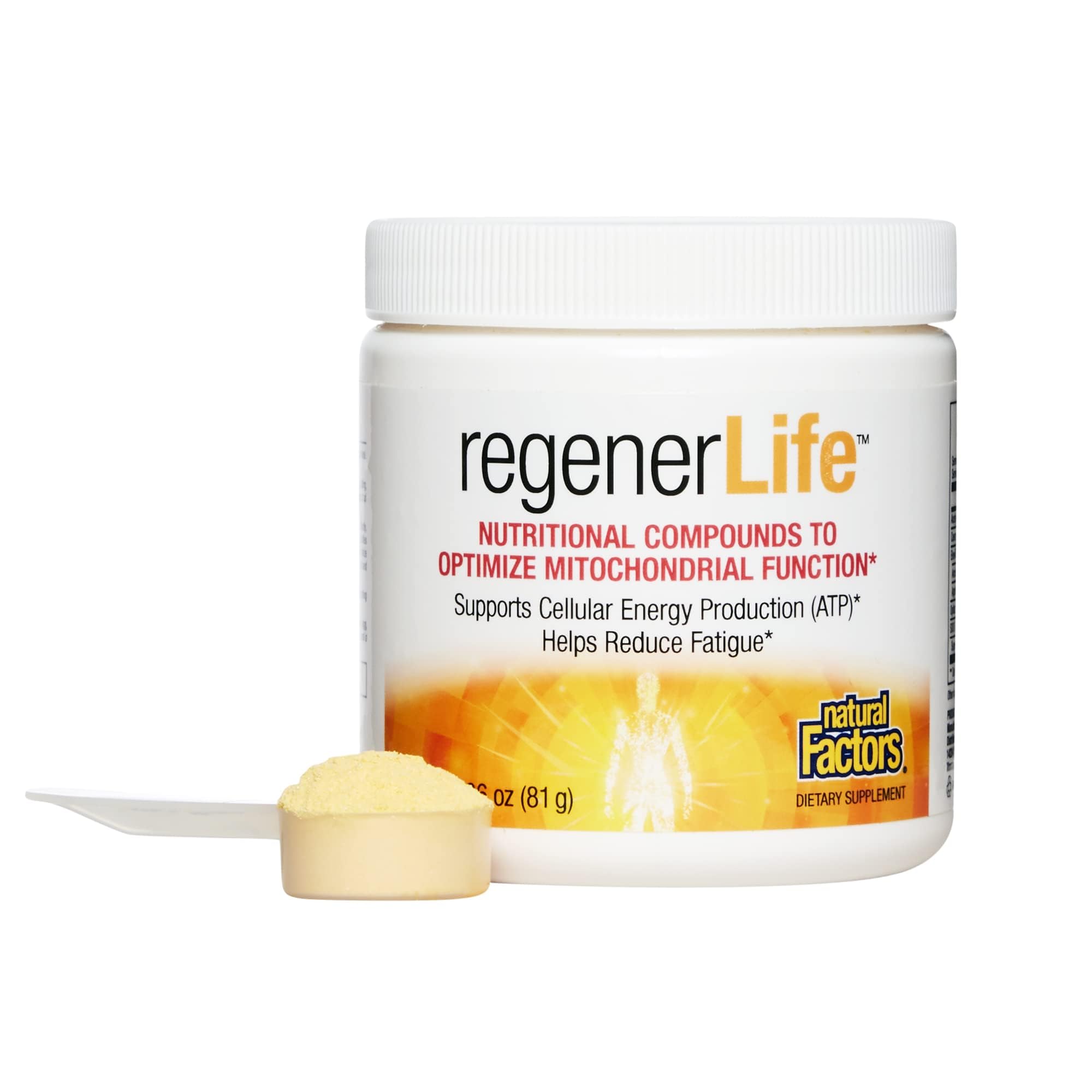 Natural Factors RegenerLife Powder - Cellular Energy Support & Fatigue Reduction Supplement (2.86 oz) | Boost Vitality for Active Lifestyles & Post-Workout Recovery