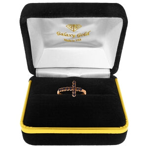 0.3 Carat 14K Solid Rose Gold Cross Ring with Natural Sapphire - Elegant Religious Jewelry for Women, Perfect for Gifts, Weddings & Everyday Wear