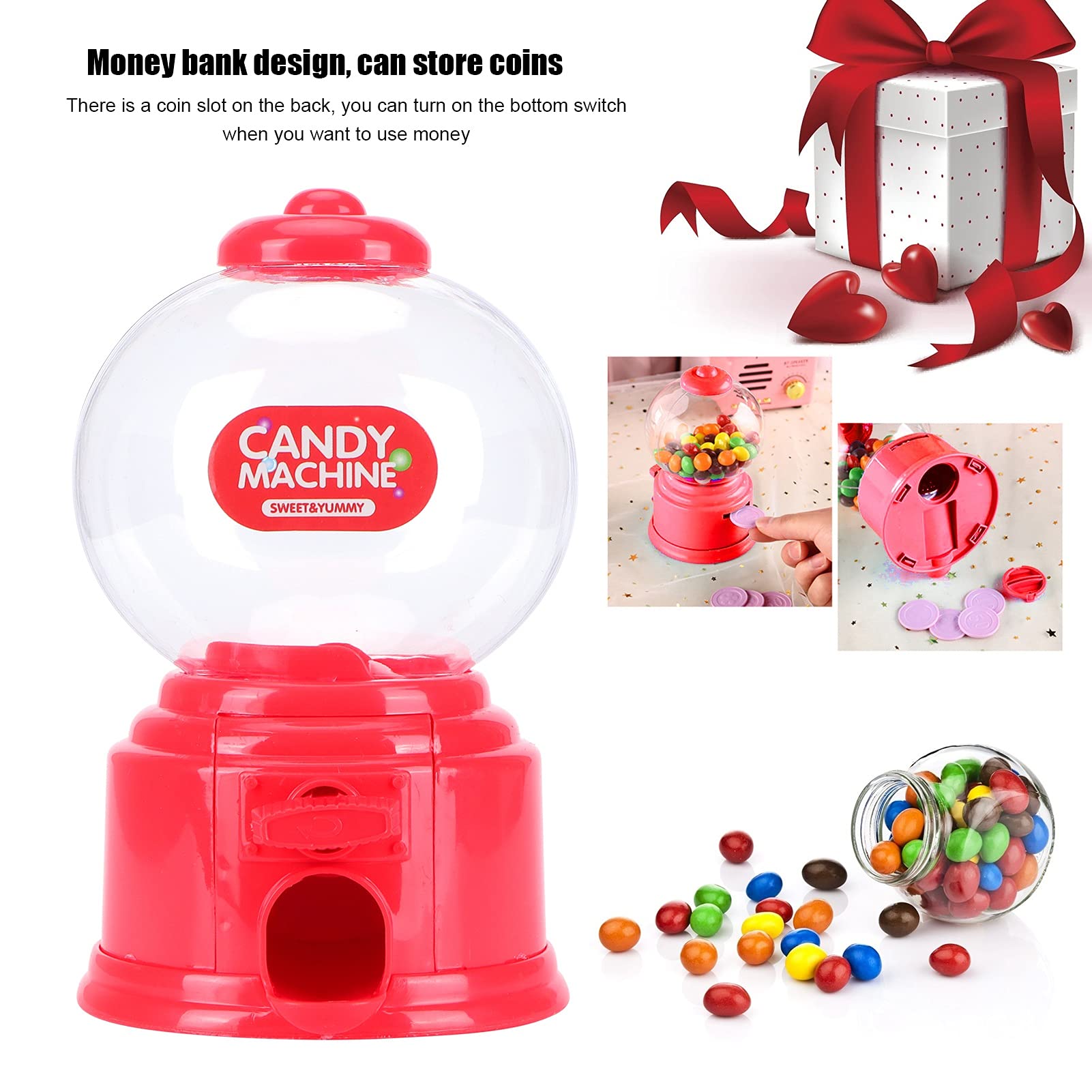 FIYO Candy Piggy Bank for Kids - Cute Twist Machine Money Saving Box with Candy Storage - Perfect Gift for Children's Birthday & Party Favors (Red)