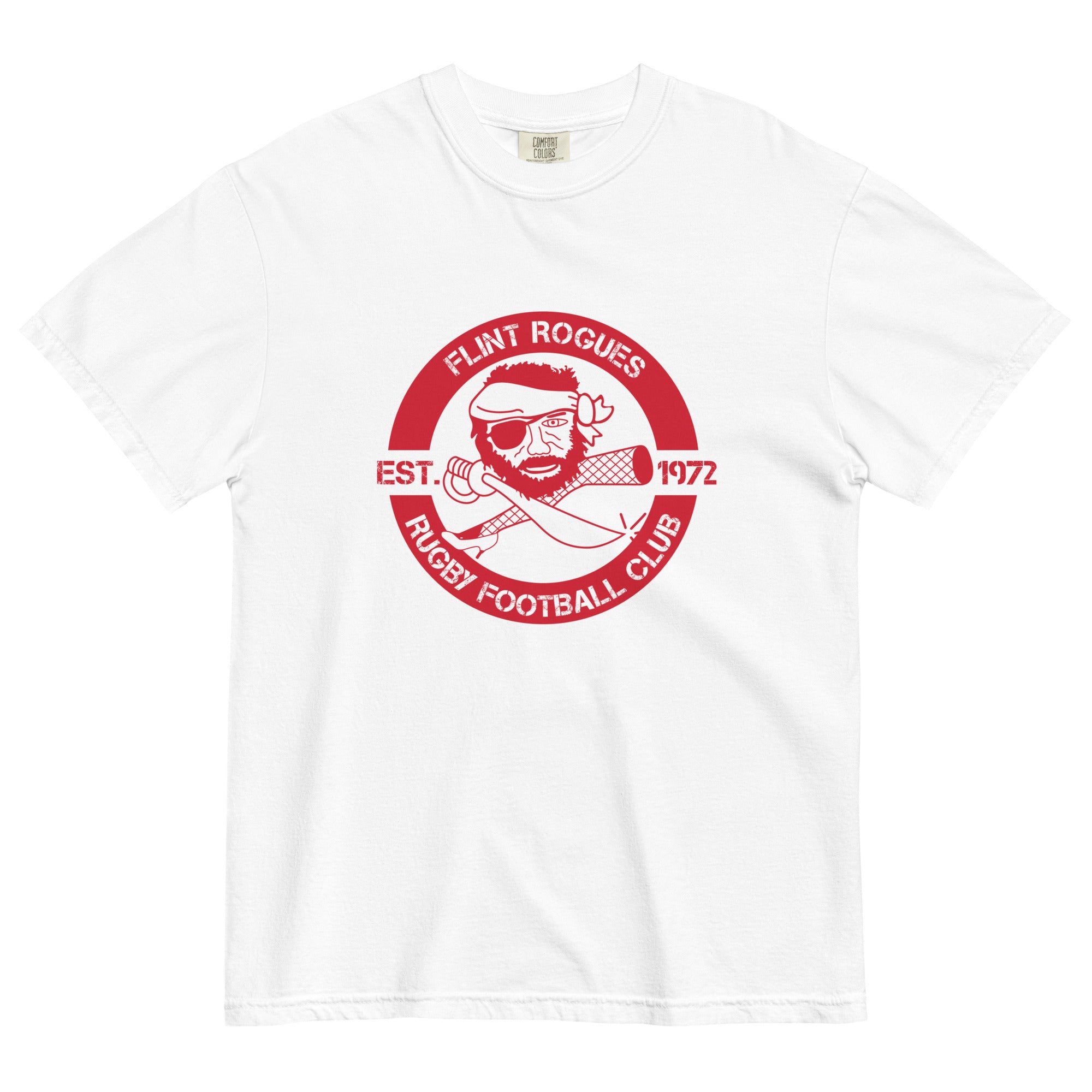 Flint Rogues RFC Garment Dyed Cotton T-Shirt for Men | Vintage Washed Soft Tee | Perfect for Casual Wear, Street Style & Everyday Outfits