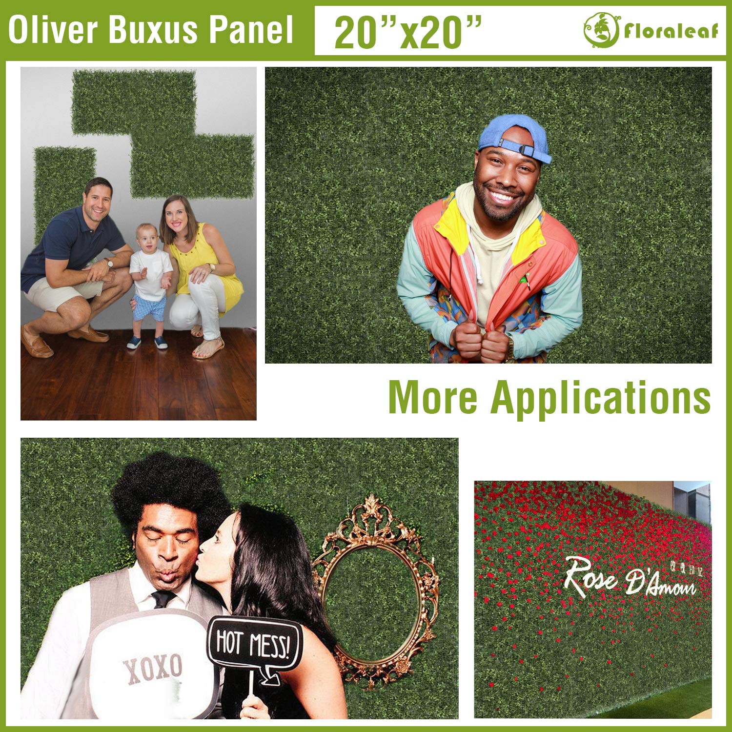 Premium Artificial Boxwood Hedge Panels - UV Resistant Faux Greenery Privacy Screen for Indoor/Outdoor Use - 20