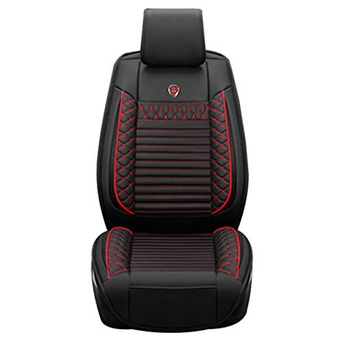 All-Weather PU Car Seat Cover - Anti-Slip Front & Rear Seat Protector for 2017 GMC Acadia Limited (2 Front Seats, Black/Red) | Perfect for Road Trips, Daily Commute & Pet Protection