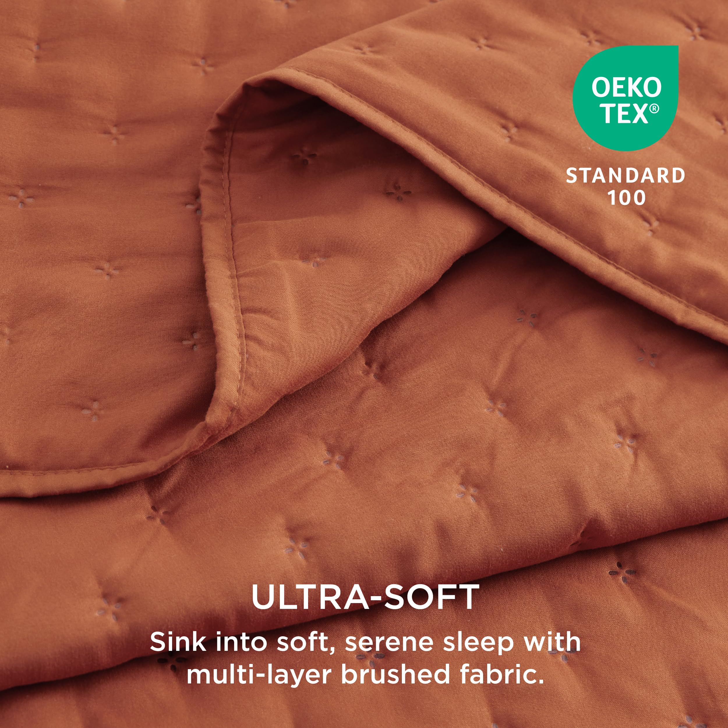 Bedsure Boho King Quilt Set - Ultra Soft Lightweight All-Season Comforter with 2 Pillow Shams, 106x96 Inch Red Orange Bedspread Coverlet for Bohemian Bedroom Decor | Perfect for Summer, Guest Rooms & Cozy Home Styling