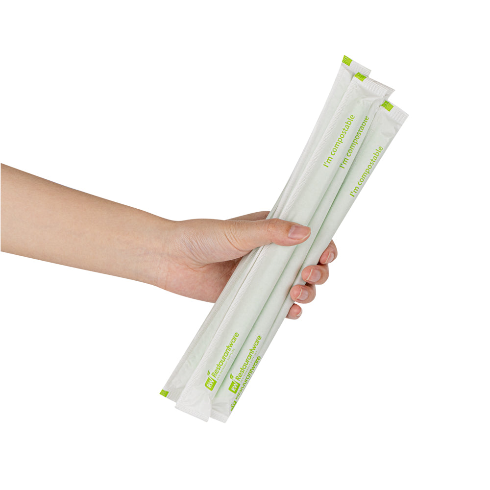 Eco-Friendly Compostable PLA/PBAT Boba Straws - 100 Count Box, Biodegradable & Wrapped - Perfect for Bubble Tea, Smoothies, and Cold Drinks