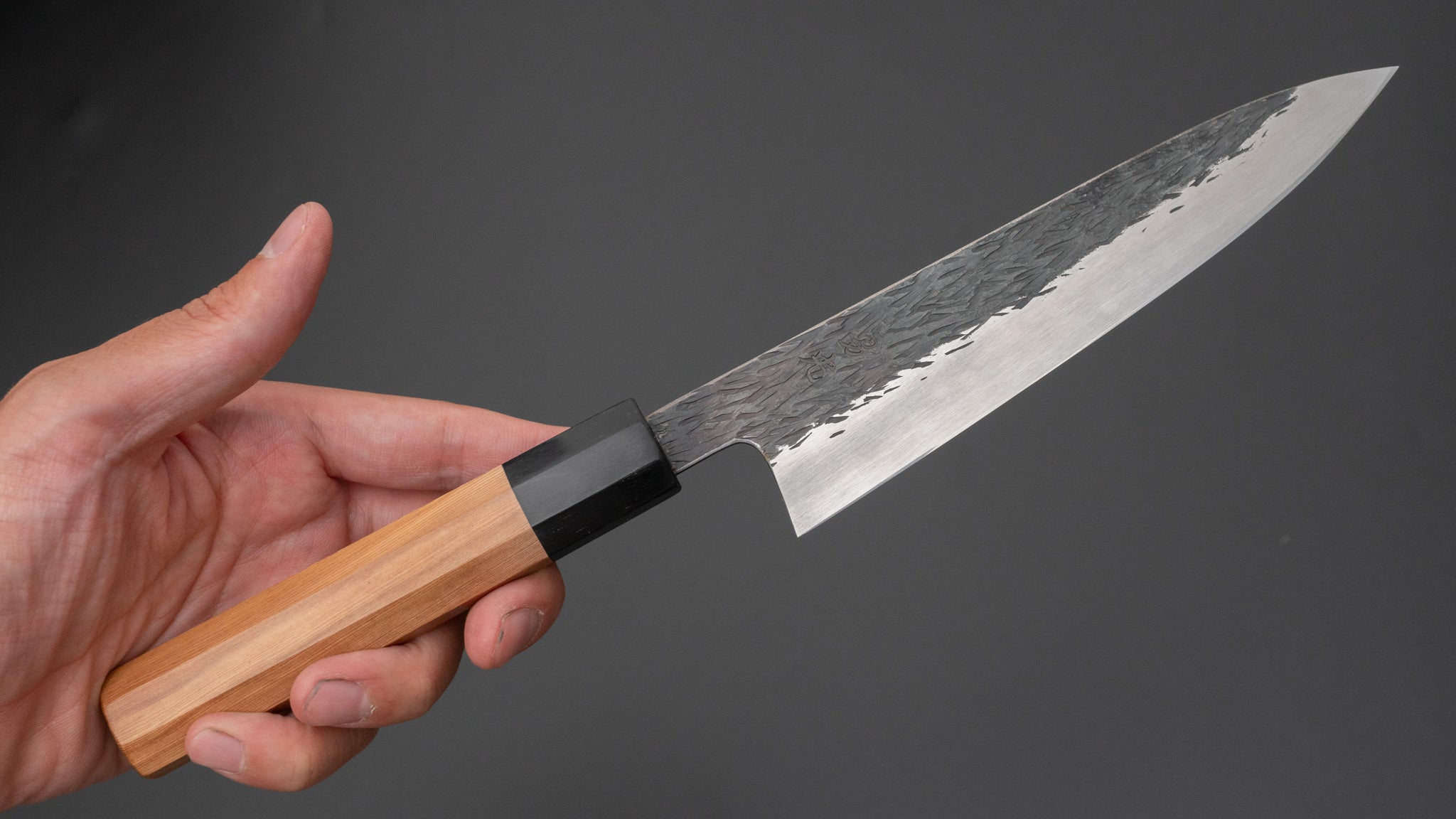 Premium Isamitsu White #1 Stainless Clad Kurouchi Petty Knife 150mm with Yakusugi Cedar Handle - Perfect for Precision Slicing, Fruit Cutting & Small Kitchen Tasks