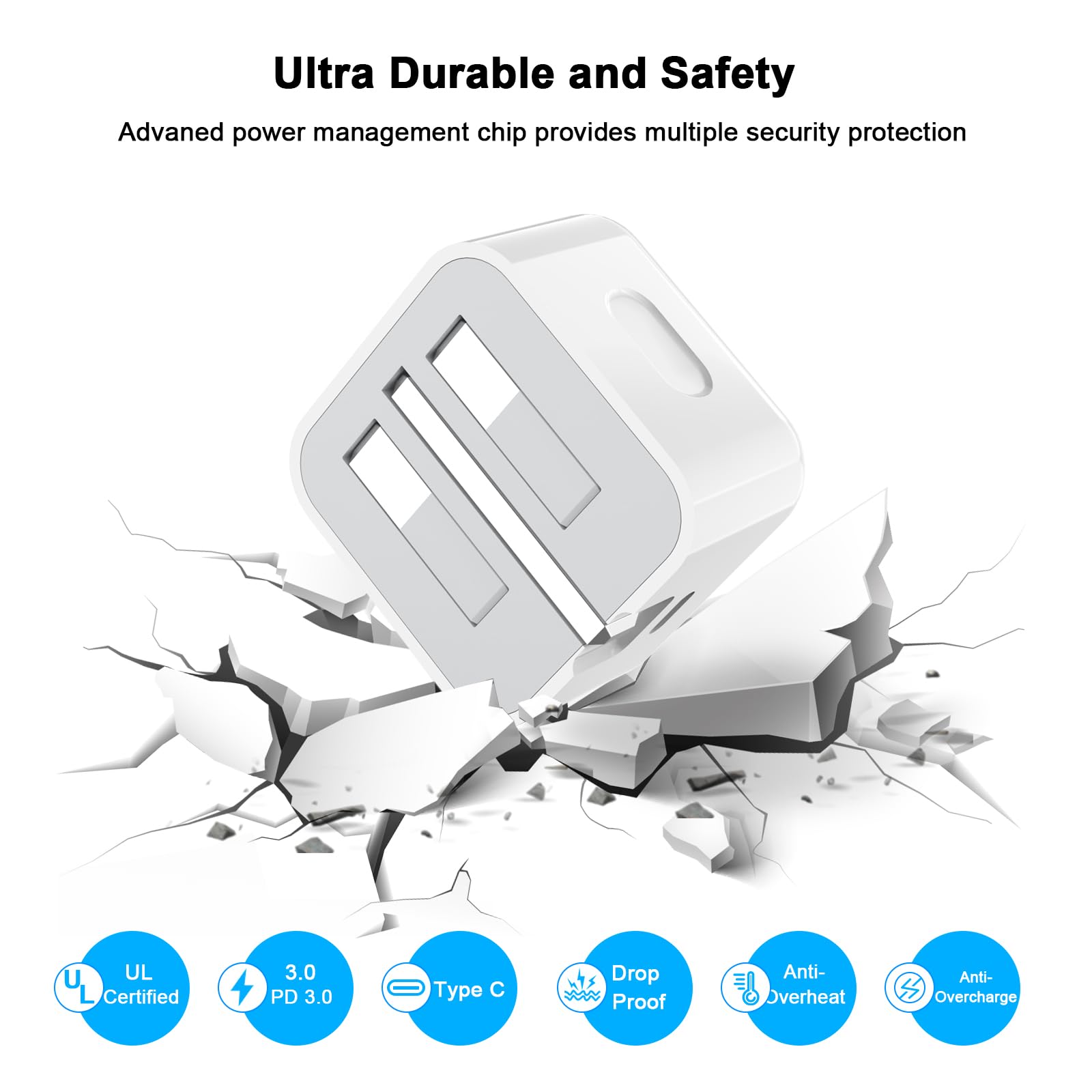 MFi Certified 20W PD USB C Fast Charger & 3M Extra Long USB C to C Cable - Compatible with iPhone 16/16 Plus/16 Pro/16 Pro Max/15/15 Plus/15 Pro/15 Pro Max - UK Power Adapter Plug - Perfect for Home, Office & Travel Charging