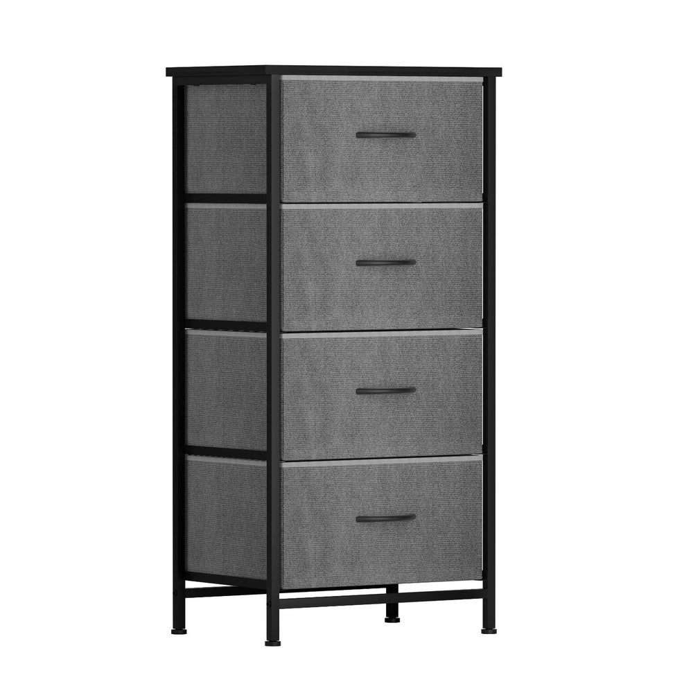 4-Drawer Chest Dresser Organizer - Tallboy Storage Cabinet in Grey for Bedroom, Living Room & Office