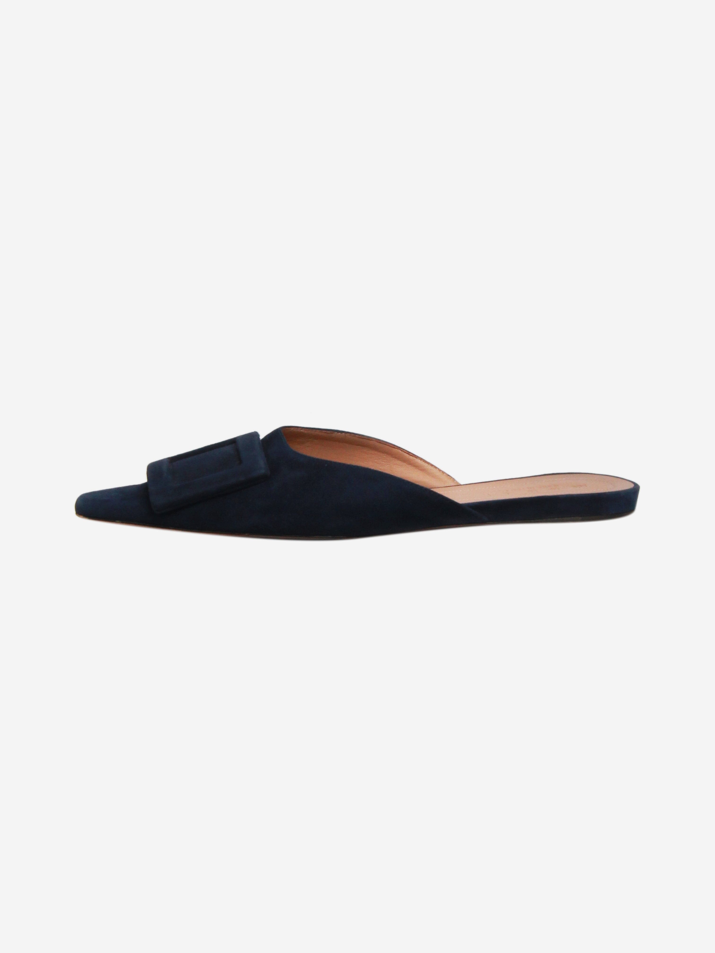Blue Suede Square Toe Flats Women's Size EU 39.5 (US 9) - Comfortable Casual Shoes for Work, Office & Everyday Wear