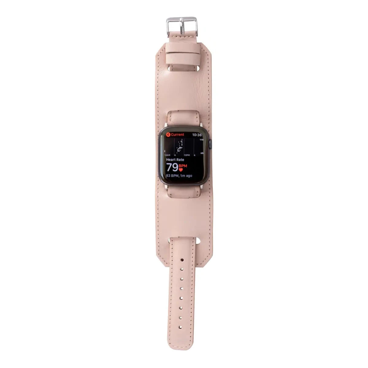 Stylish Nude Pink Leather Cuff Band for Apple Watch - Perfect for Work, Gym & Everyday Wear