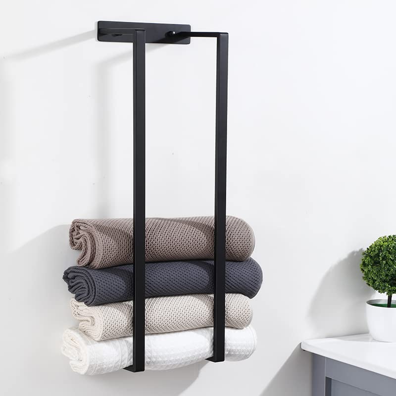 Stainless Steel Wall Mounted Bath Towel Rack Holder - Space Saving Bathroom Organization & Storage for Hand Towels, Washcloths - Perfect for Small Bathrooms, Apartments & Vanities