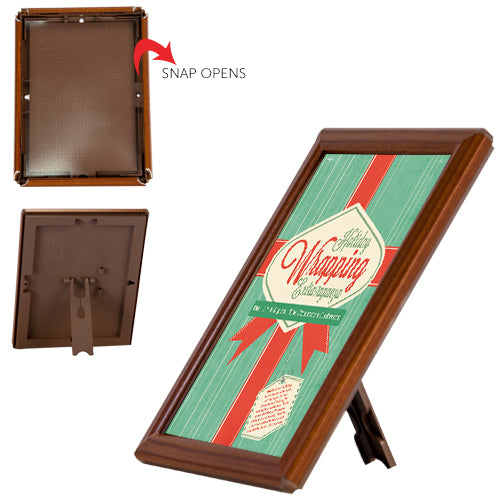 8x10 Table Top Sign Frame with Wood Snap Frame Finish - Perfect for Restaurants, Retail Stores, and Promotional Displays