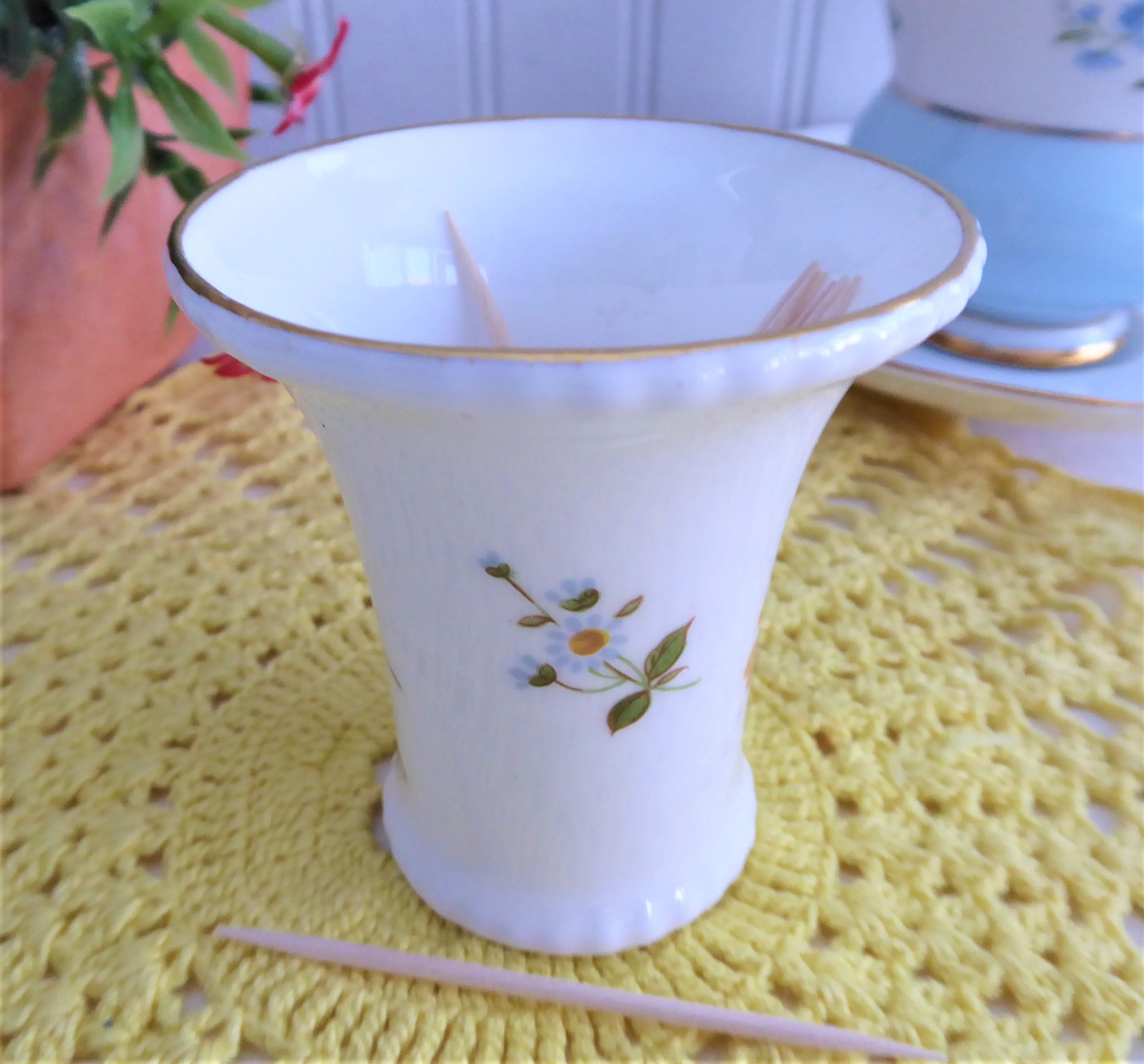 Royal Crown Derby English Bone China Toothpick Holder - Derby Posies Pink Roses Design, Elegant Small Vase for Home Decor | Perfect for Dining Table, Kitchen Countertop, and Gift Giving