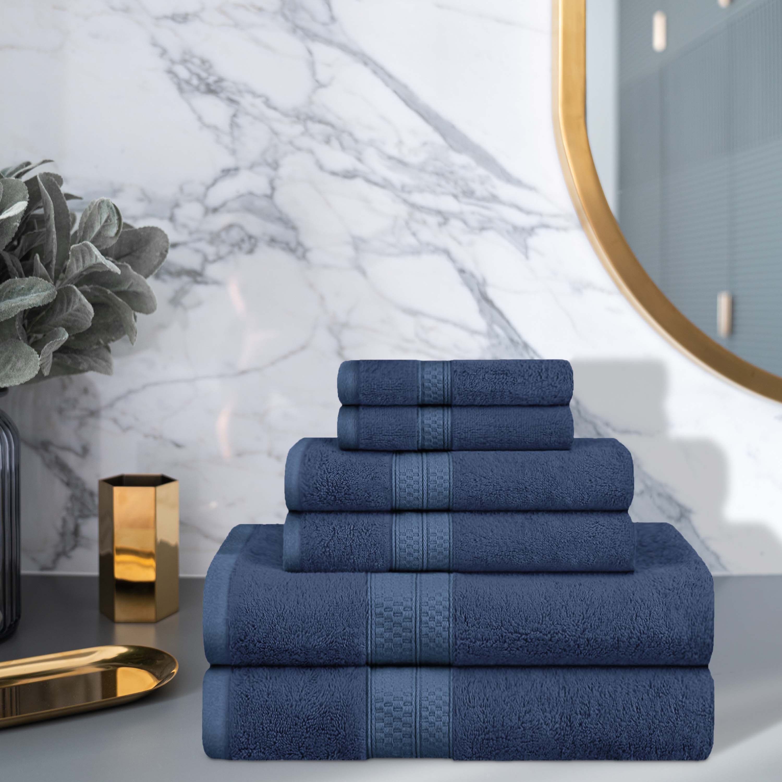 Ultra Soft Rayon Bamboo Cotton Blend 6-Piece Towel Set | Bath, Spa & Beach Towels | Luxurious & Absorbent for Home & Travel