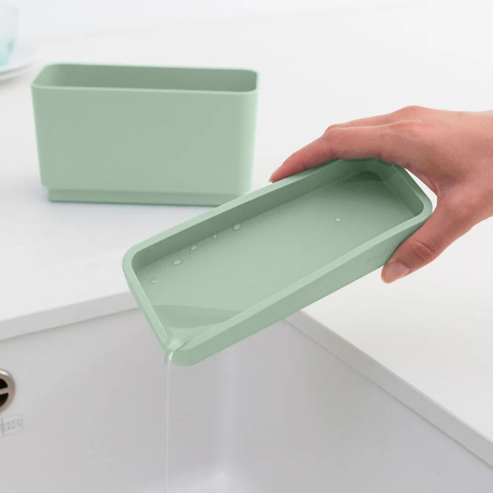 Premium Jade Green Sink Organizer - Durable Kitchen Countertop Storage Tray for Sponges, Soap & Utensils - Perfect for Small Spaces & Apartment Living