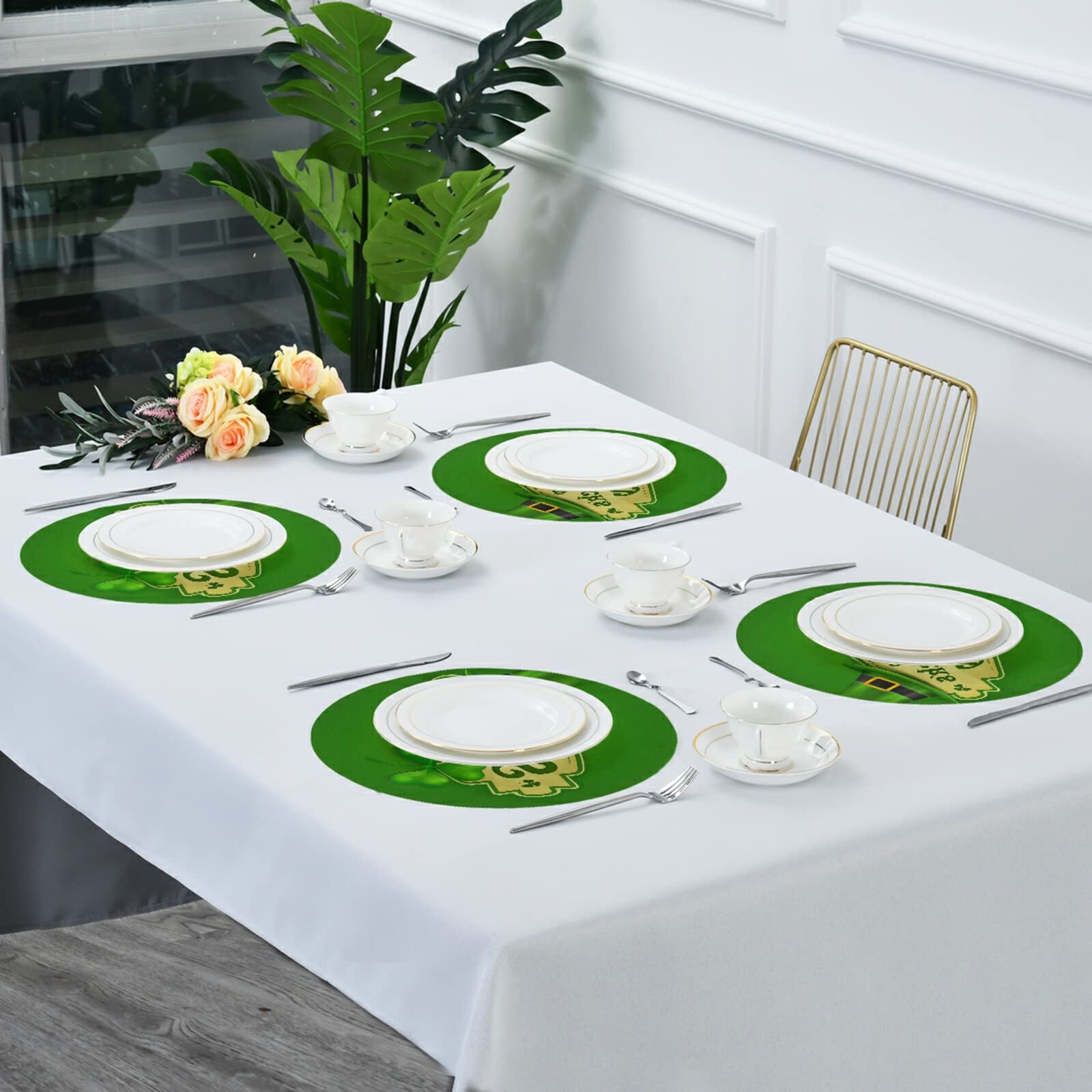 4 Pack St. Patrick's Day Themed Heat-Resistant Placemats - Washable Kitchen & Dining Table Mats for Irish Holiday Decor, Party Dinner & Home Celebration