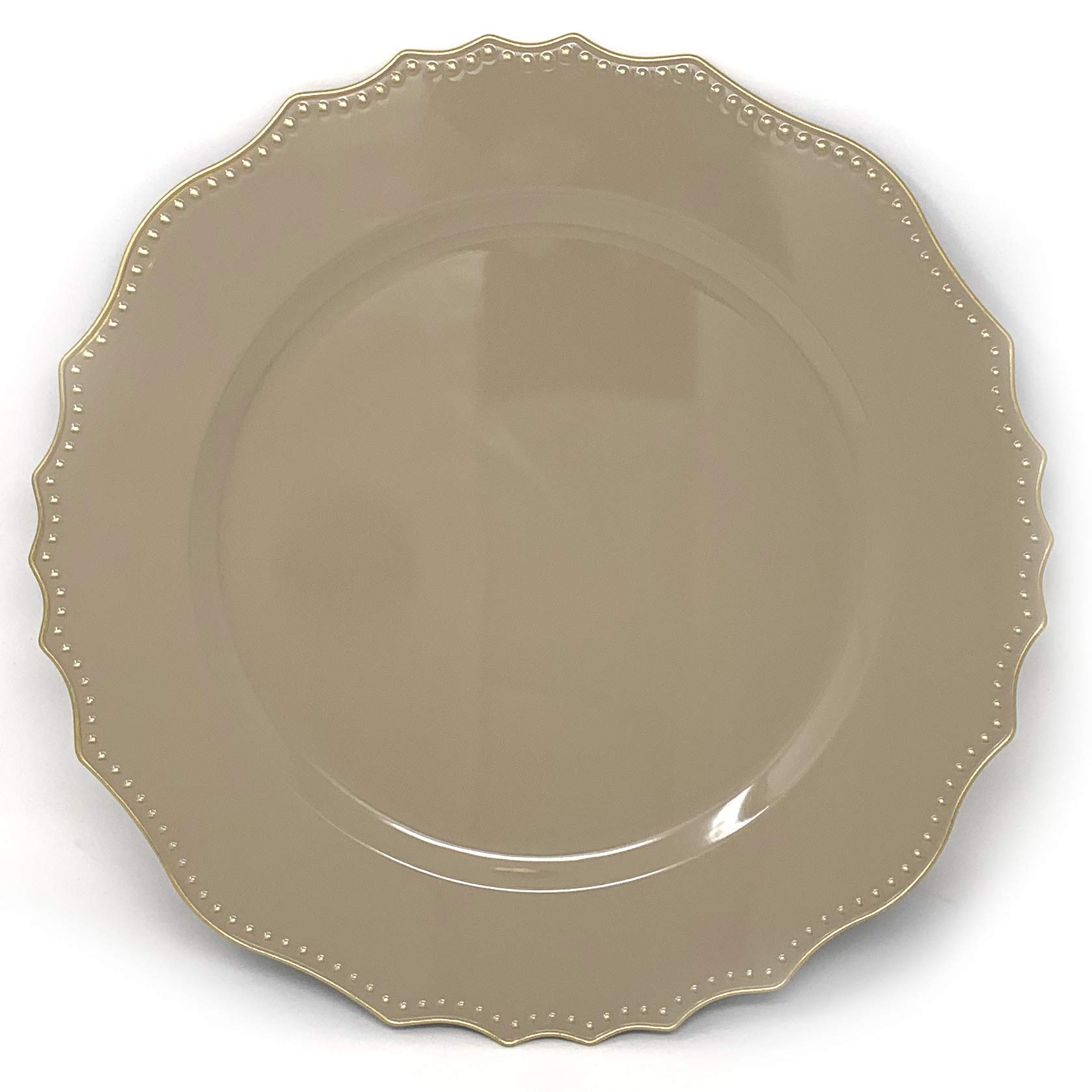 Allgala 13-Inch 48-Pack Heavy Duty Round Charger Plates - Premium Floral Tan Design (HD80347) - Perfect for Weddings, Banquets & Formal Dining Events
