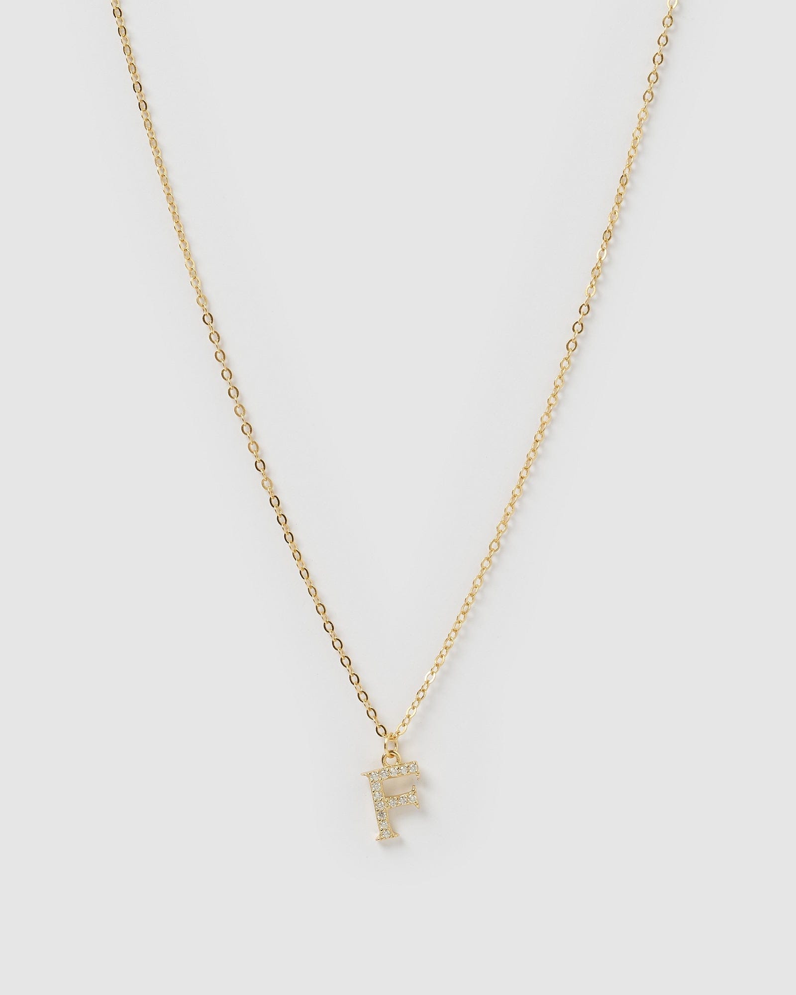 Izoa Crystal Letter F Necklace Gold - Elegant Initial Pendant Jewelry for Women, Perfect Gift for Birthday, Anniversary & Valentine's Day