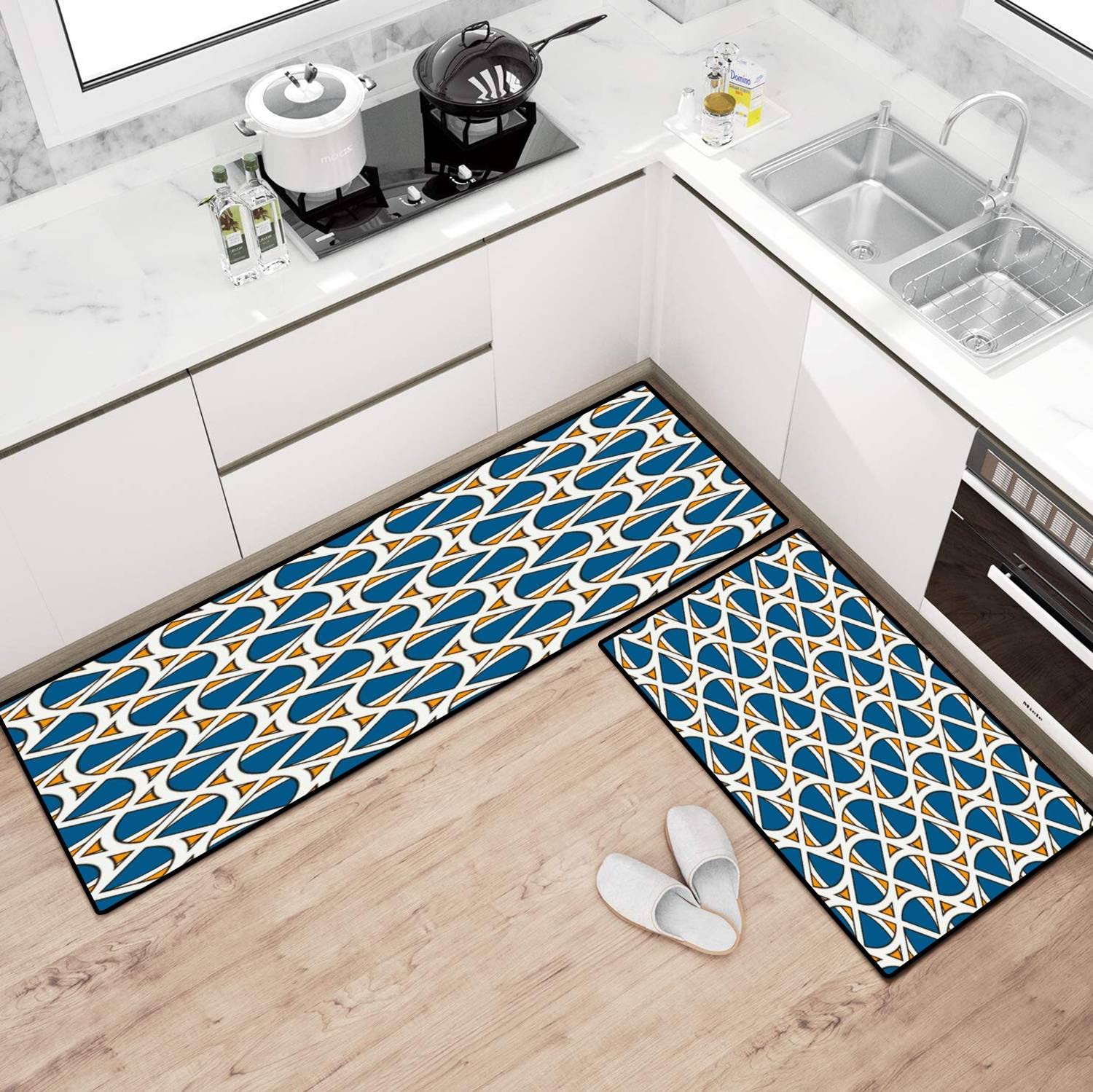 Non-Slip Washable Kitchen Rugs Set - African Tribal Geometric Pattern Floor Mats, Anti-Fatigue Standing Comfort for Kitchen Runner, Doormat & Bath Decor | Perfect for Home, Office & High-Traffic Areas
