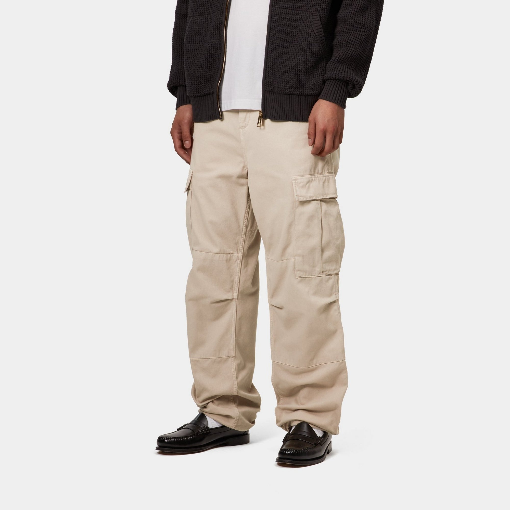 Men's Regular Fit Cargo Pants - Garment Dyed Twill Fabric | Fleur De Sel Color | Outdoor Work & Casual Wear