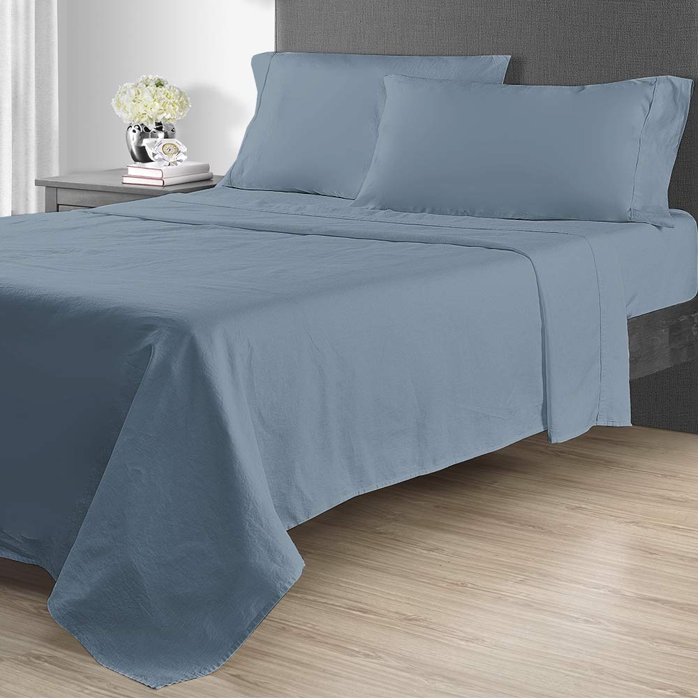 Luxury 1400 Thread Count Queen Size Sheet Set - Ultra Soft & Breathable Blue Bed Sheets for Comfortable Sleep - Perfect for Master Bedroom, Guest Room & Hotel Use