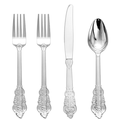 360pcs Sliver Elegant Plastic Silverware