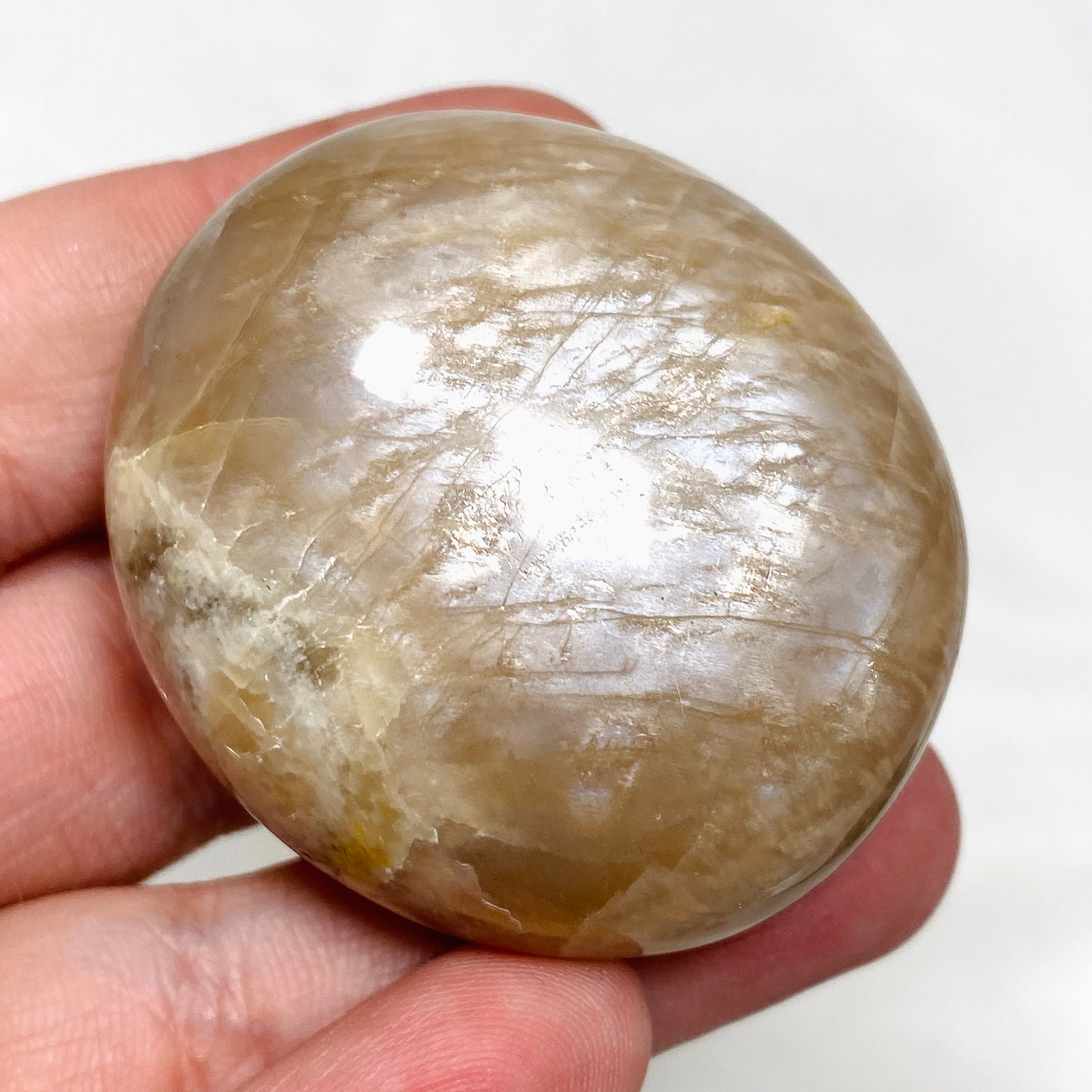 Natural Peach Moonstone Palm Stone - Healing Crystal for Stress Relief & Meditation - Perfect for Reiki, Yoga & Spiritual Practices