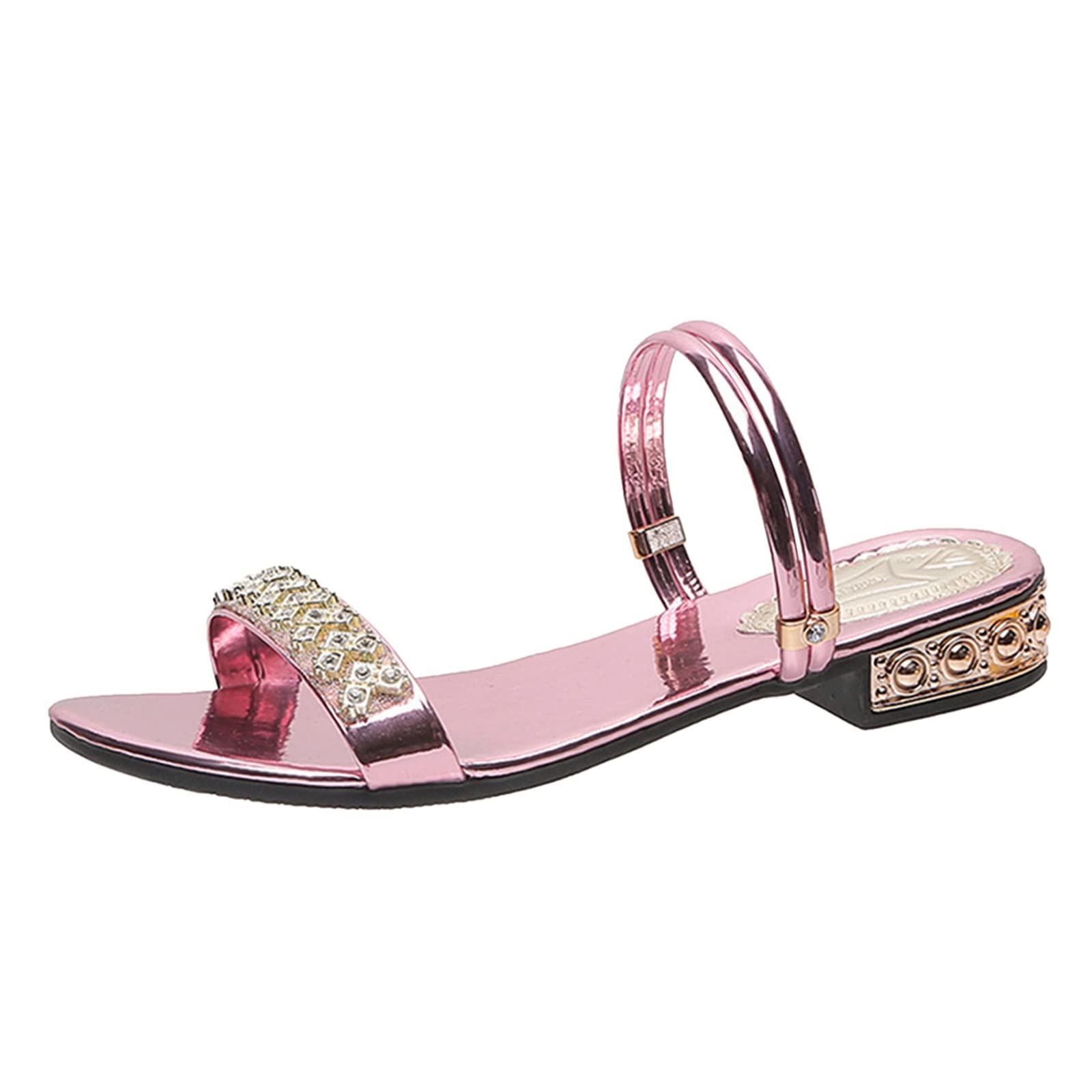 Women's Size 8 Black Rhinestone Heel Satin Slippers - Fashionable Summer Casual House Shoes for Women | Perfect for Lounging, Bridal Showers & Spa Nights