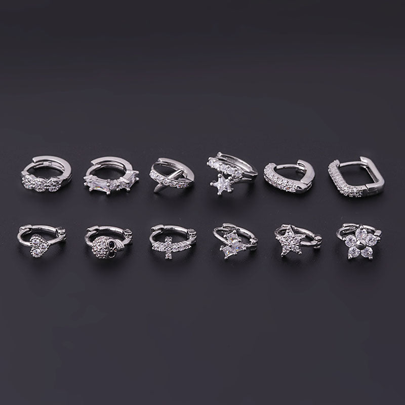 18K Gold Plated Cross Skeleton Cartilage Hoop Earrings for Women | Gothic Punk Jewelry | Perfect for Parties, Concerts and Everyday Wear (HSPJ695)