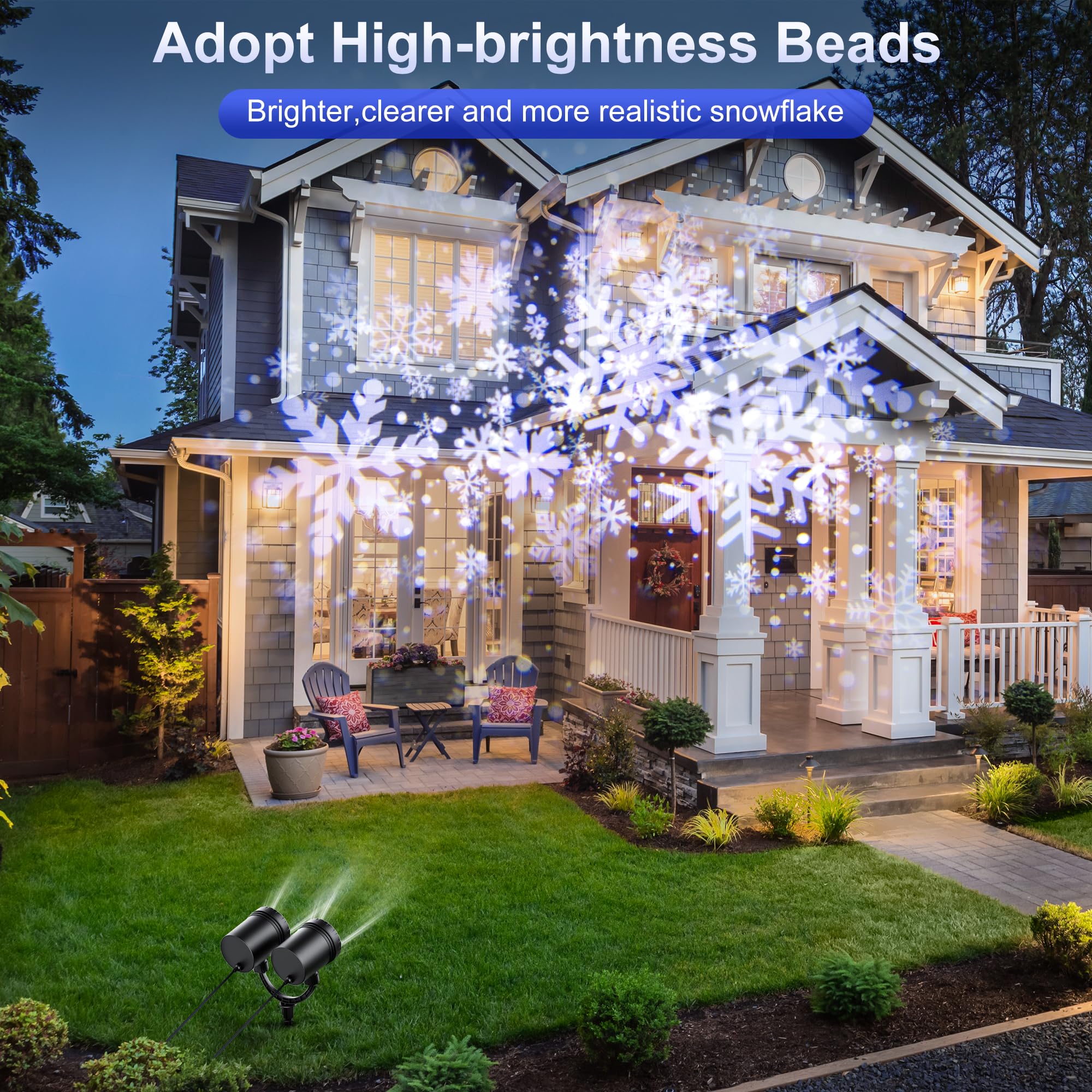 Outdoor Christmas Projector Lights - Double Head Snowfall LED Waterproof Lights for Holiday Decor, Xmas Party, Patio & Garden | Perfect for Winter Wonderland Displays
