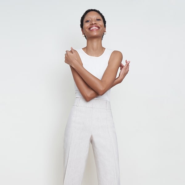 Chester Pant - Slubbed Stretch Linen Pants for Women | Natural Color | Comfortable Casual Wear for Office & Weekend Outings