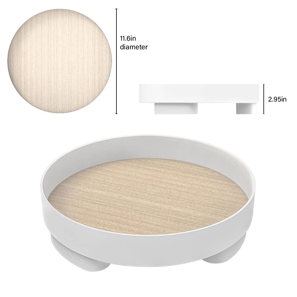 Round Wood-Look Decorative Tray - 11.6