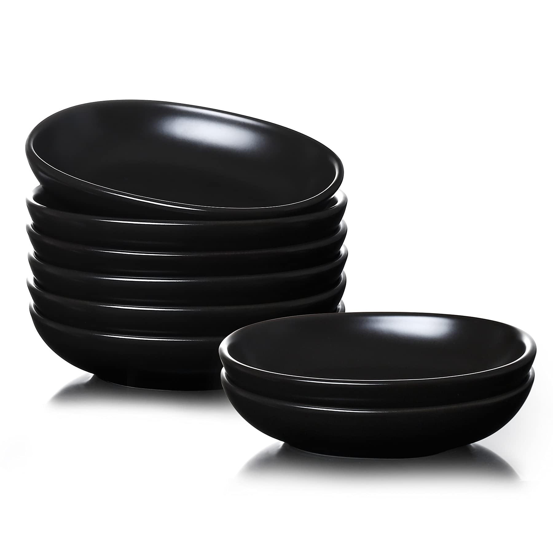 Premium 3oz Porcelain Dipping Bowls Set of 8 - Small Black Sauce Dishes for Sushi, Soy Sauce, Condiments - Perfect for Asian Cuisine, Appetizers & Party Serving