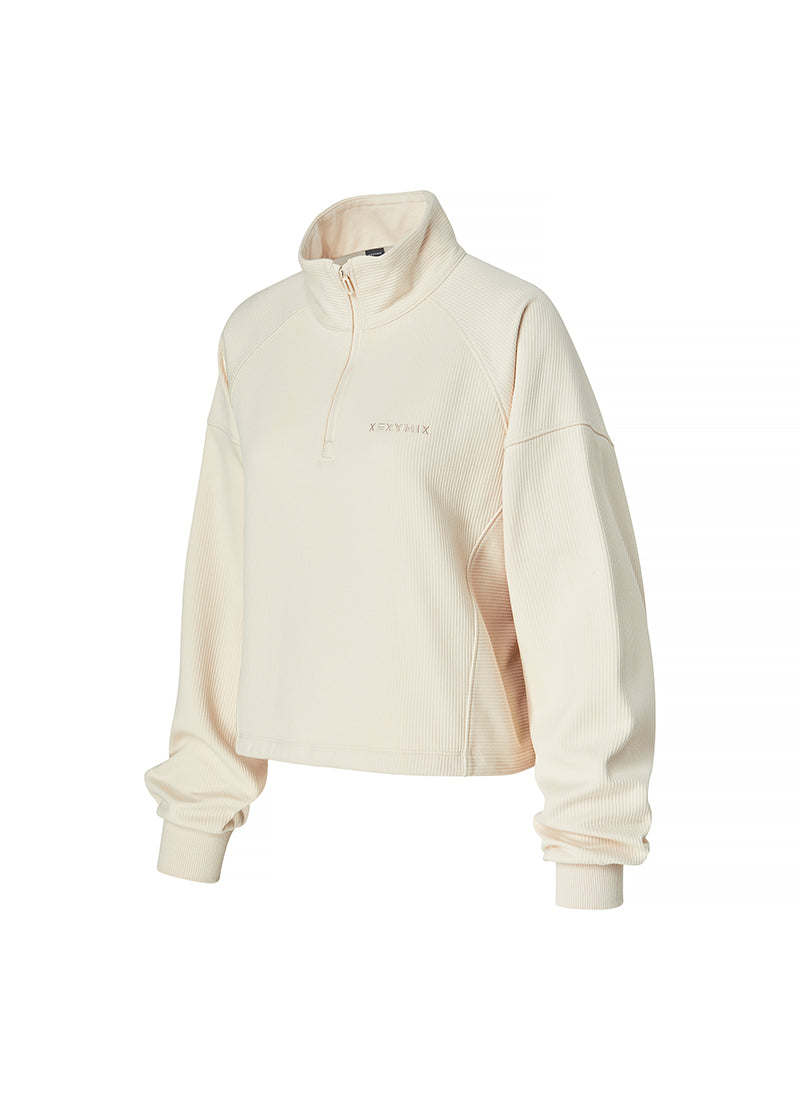 Women's Peach Ribbed High Neck Half Zip Anorak Jacket - Stylish & Cozy Outerwear for Fall & Winter, Perfect for Casual Outings & Outdoor Adventures