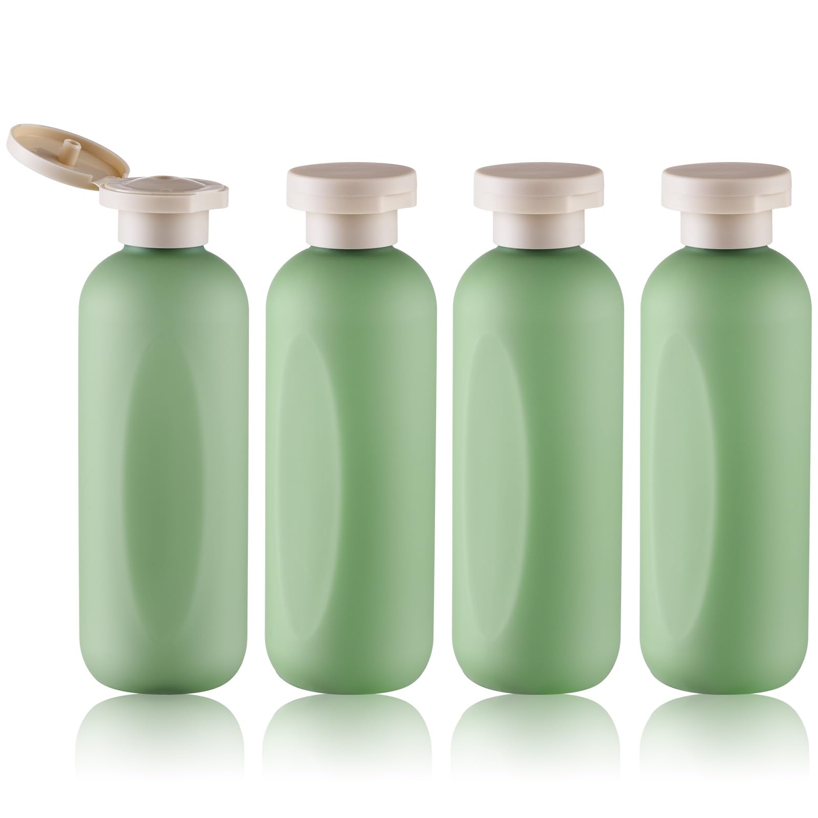 6.7oz (200ml) Empty Travel Shampoo Bottles with Flip Cap - 4 Pack Leak-Proof Plastic Squeeze Containers for Toiletries, Lotion & Cosmetics (Green) - Perfect for Travel, Gym, Camping & Home Use