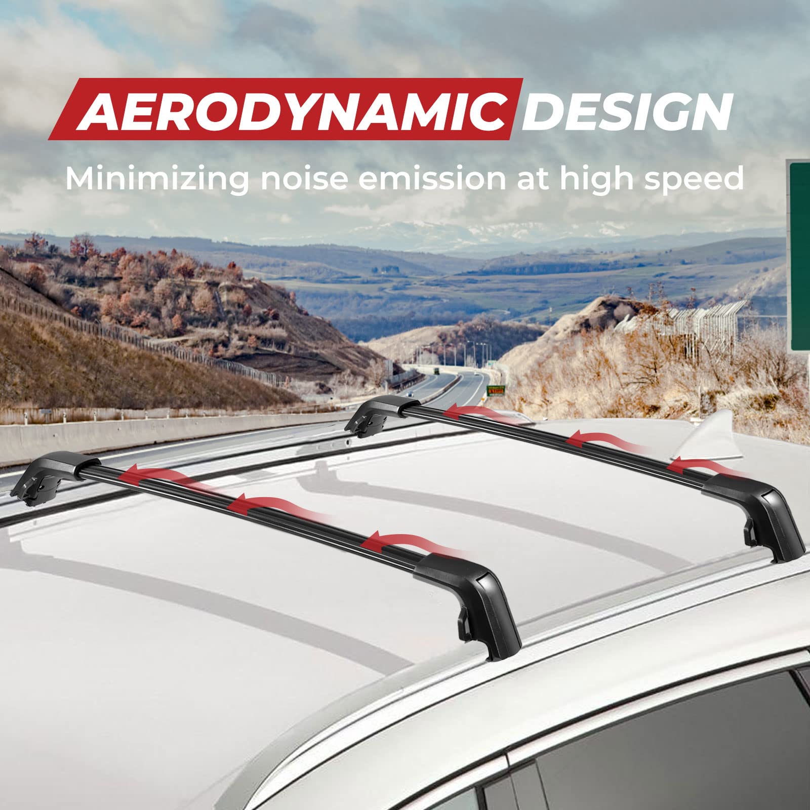 ALAVENTE Adjustable Roof Rack Crossbar for 2021-2024 Chevy Tahoe, Suburban, GMC Yukon/Yukon XL, Cadillac Escalade/ESV - 400lbs Capacity Cargo Carrier with Side Rails - Perfect for Road Trips, Camping Gear & Outdoor Adventures