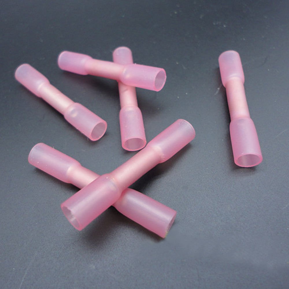 100PCS Heat Shrink Butt Connectors - 18-22AWG Waterproof Electrical Wire Terminals for Automotive, Marine & Home Wiring - Insulated Crimp Connectors for Secure Electrical Connections