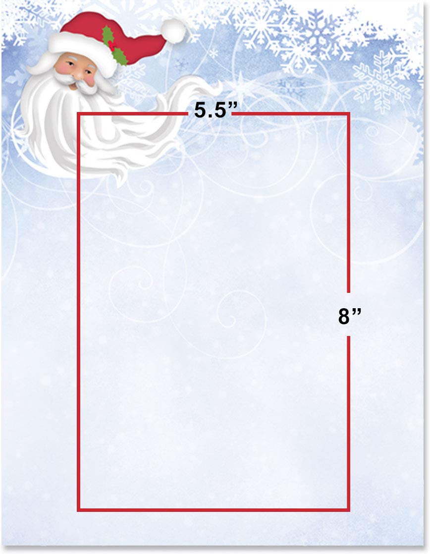 Premium Winter Whimsy Santa Christmas Holiday Stationery Set - 100 Sheets of 8.5 x 11 Elegant Border Paper & Letterhead for Festive Writing, Cards & Decorations | Perfect for Holiday Letters, Office Correspondence & Seasonal Craft Projects