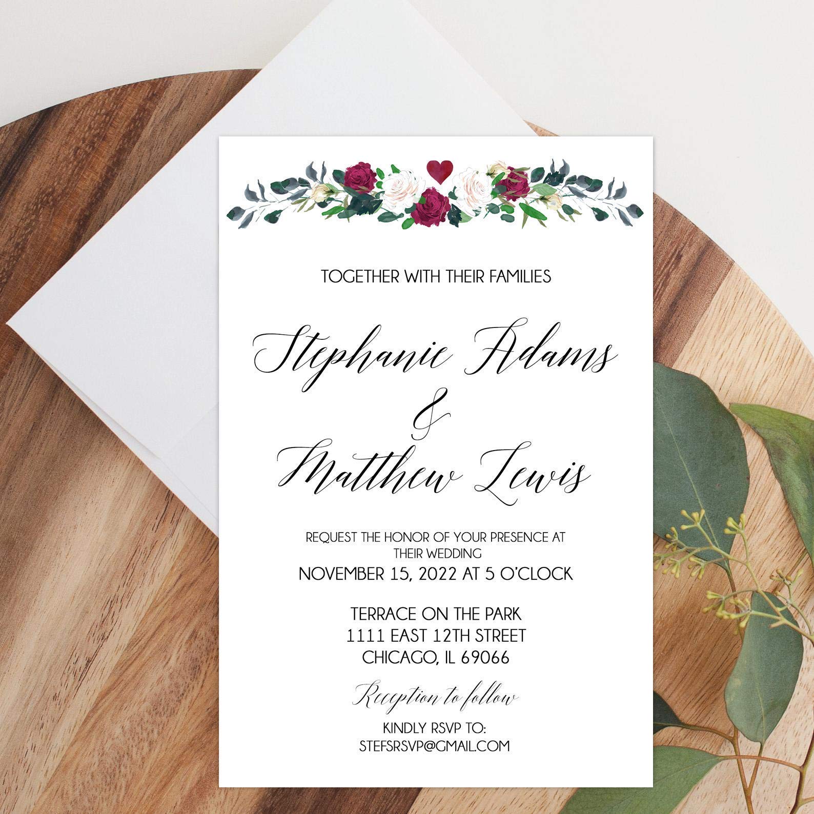Custom Wedding Invitations with Envelopes - Elegant Rose Arch Design for Bridal Shower, Engagement Party & Anniversary Celebrations
