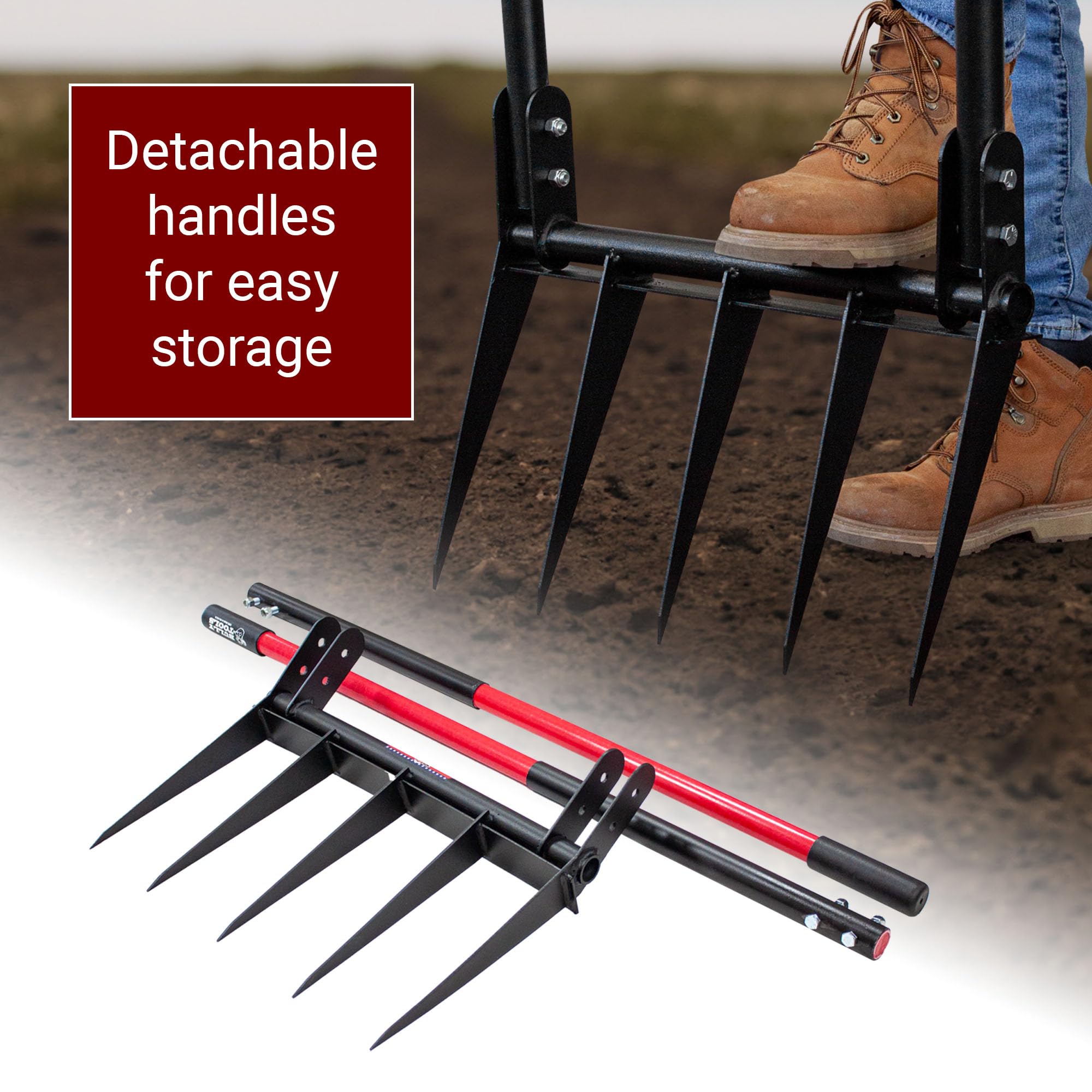 Bully Tools 92627 Heavy Duty Broad Fork with Fiberglass Handle - Perfect for Gardening, Composting, and Soil Aeration