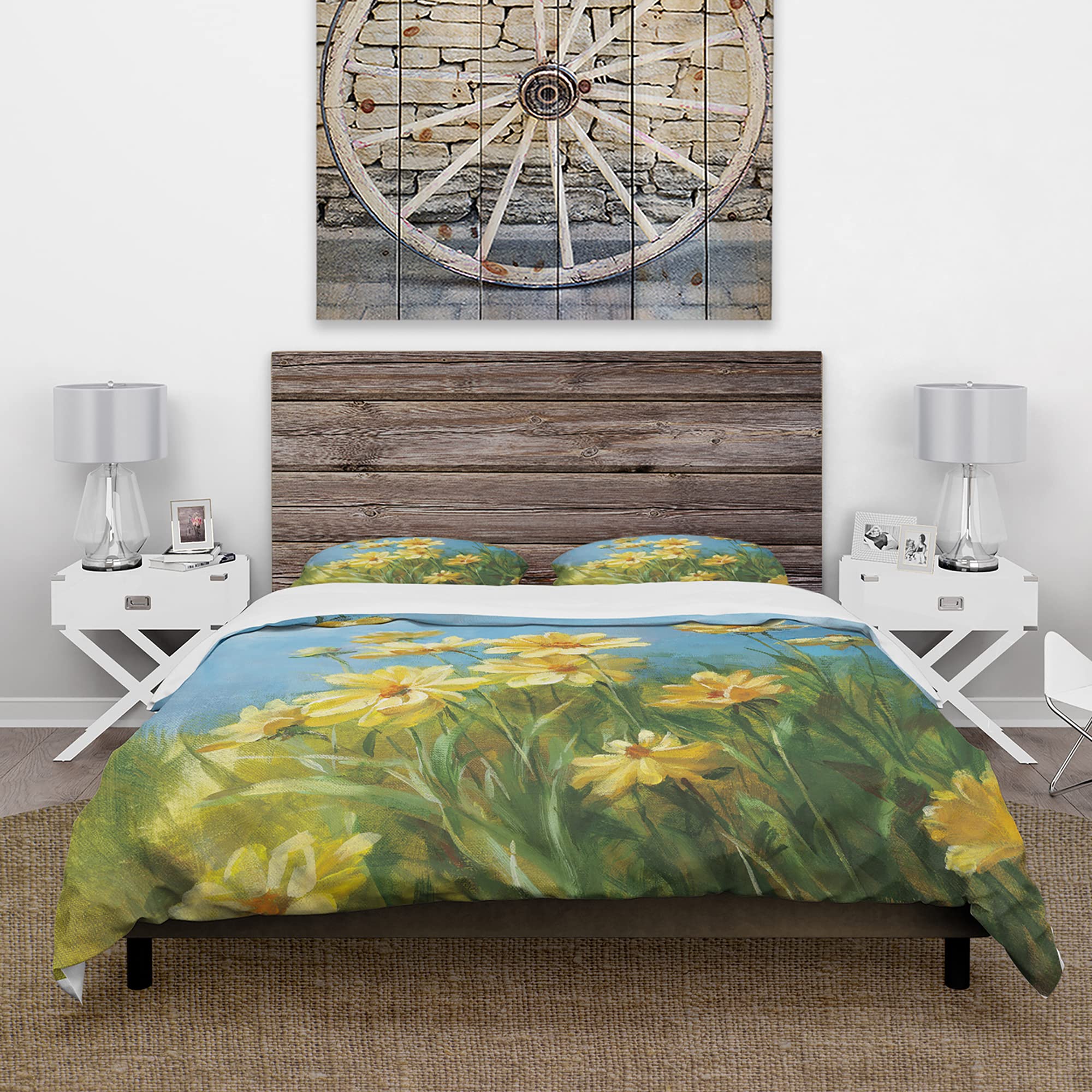 DesignQ Traditional Floral Duvet Cover Set King Size - 3 Piece Blue Bedding Set for All Seasons | Perfect for Master Bedroom, Guest Room & Cozy Home Decor