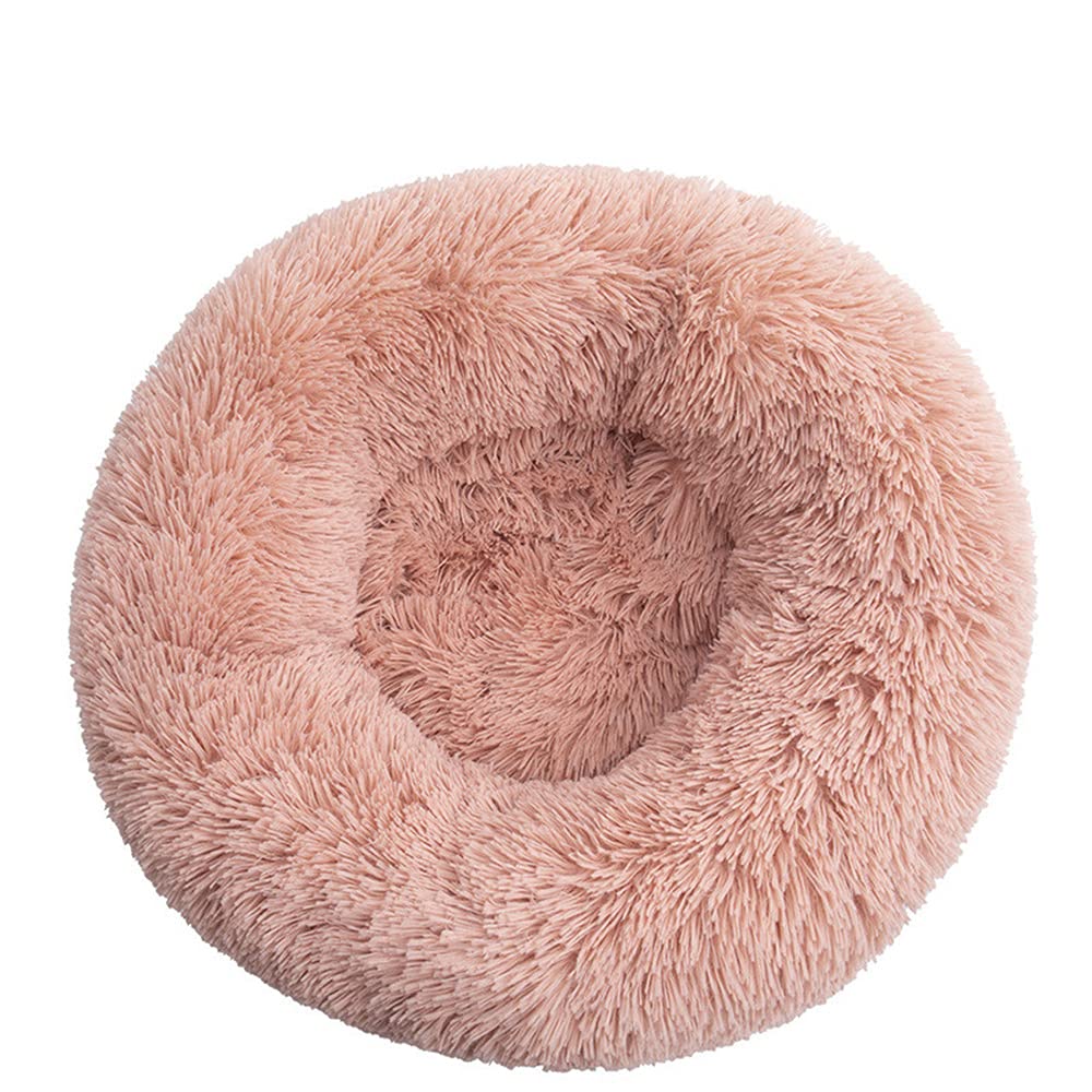 Premium Round Plush Dog Bed for Small Medium Dogs & Cats - Soft Warm Pet Cushion with Removable Cover (50cm, Beige) - Cozy Winter Sleeping Mat for Bedroom, Living Room & Pet House